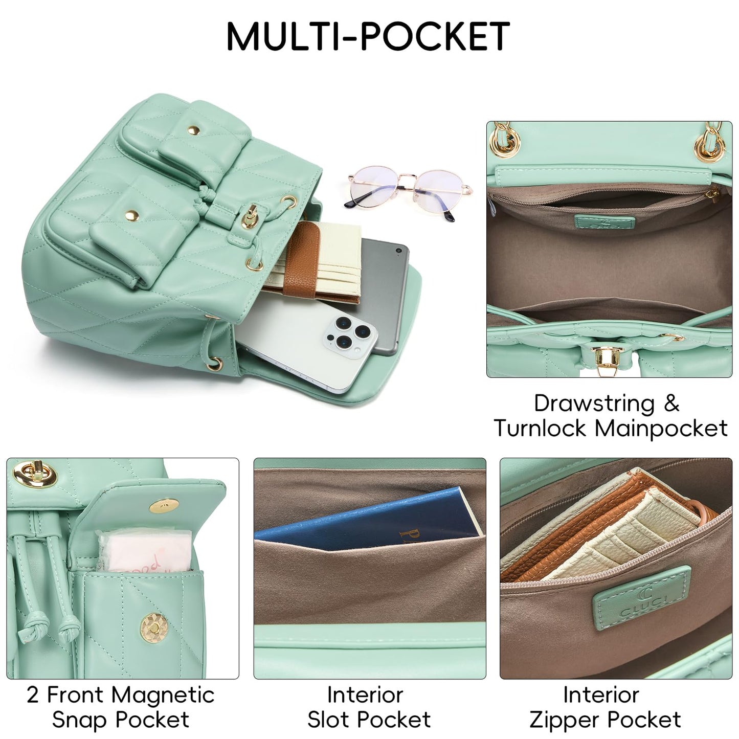 CLUCI Crossbody Bag for Women PU Leather Shoulder Bag, Convertible Small Tabby Backpack Purse for Travel