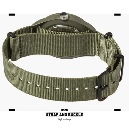 Infantry Military Watches for Men Analog Wrist Watch, Tactical Waterproof Outdoor Sport Mens Quartz Wristwatch, Date Day Work Field Army Green w/Nylon Band by MDC