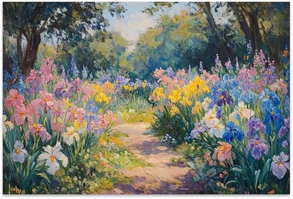 Yesad Colourful Iris Pictures, Wildflower Prints Floral Wall Art Flower Poster Botanical Neutral Art Farmhouse Wall Décor for Living Room Bedroom Kitchen Vintage Wall Art (Unframed,30”x20”,Iris)