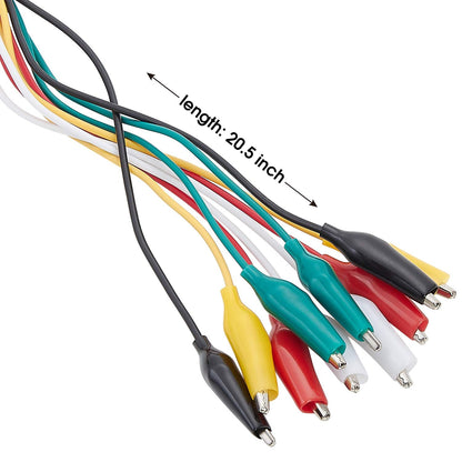 WGGE WG-026 10 Pieces and 5 Colors Test Lead Set & Alligator Clips,20.5 inches / 22 AWG Copper Wire. The Clips soldered and Stamped to The Wires. (1 Pack)