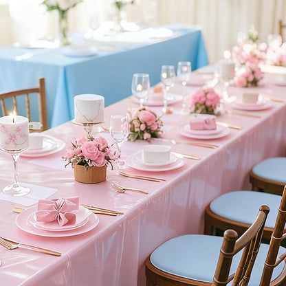 6 Packs Gender Reveal Tablecloths 54 x 108 Inch Disposable Plastic Pink and Blue Tablecloth Waterproof Rectangle Table Covers for Boy or Girl Baby Shower Party Decorations