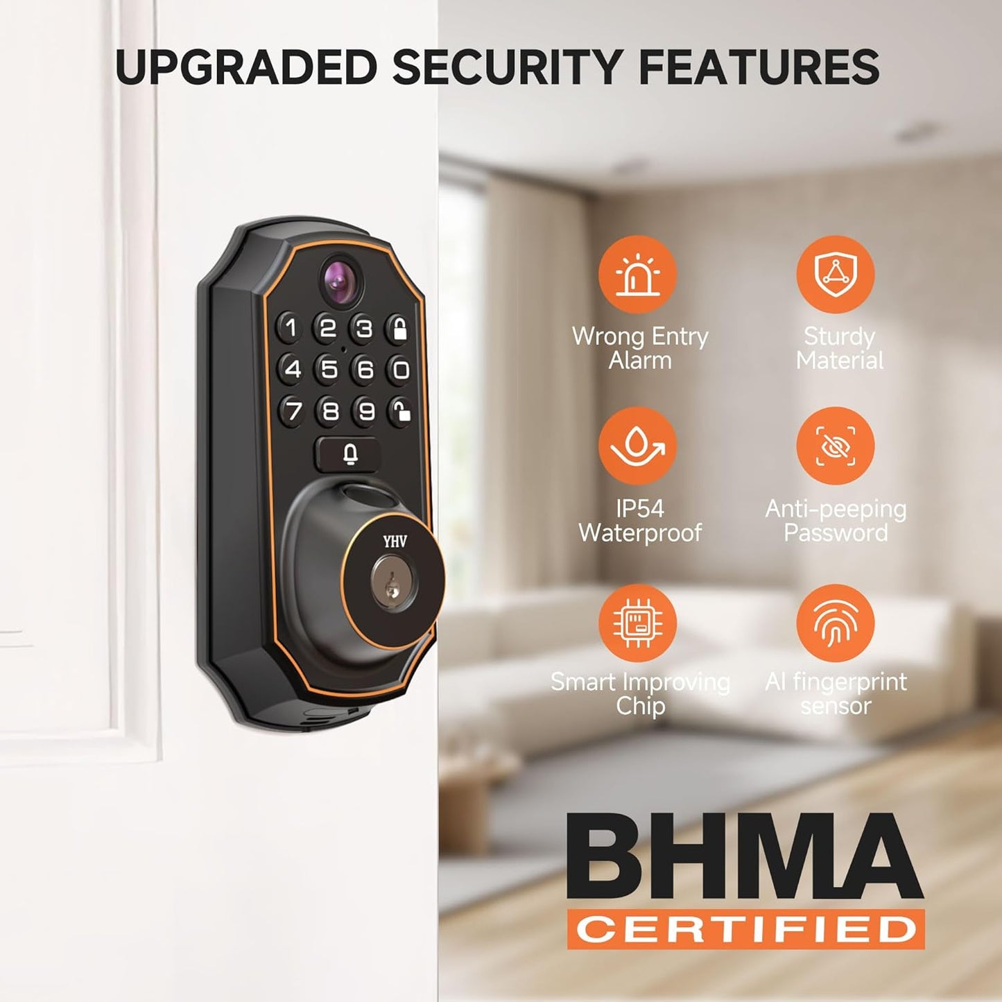 Keyless Entry Door Lock with Camera Fingerprint Smart Door Lock with App Remote Control, Wi-Fi Connected Electronic Keypad Code Deadbolt Auto Unlock for Front Door