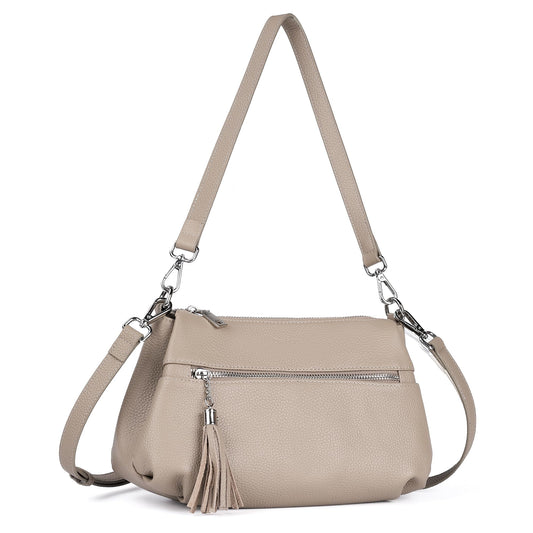 befen Soft Genuine Leather Crossbody Hobo Purses for Women, Women's Shoulder Bags Handbags with 2 Shoulder Straps Tassel