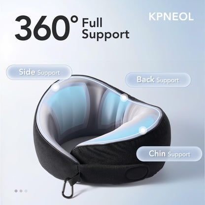 Travel Pillow, 100% Pure Memory Foam Travel Neck Pillow Airplane Neck Support Ergonomic Design for Traveling Suitable for Airplanes,Offices and Cars-Grey