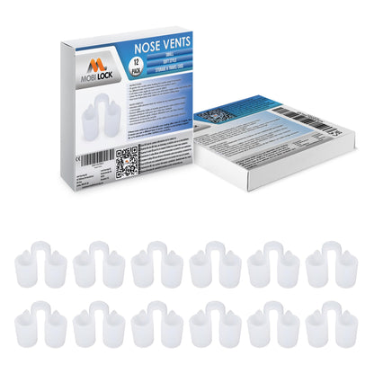 Nose Vent Sinus Relief (Pack of 12 Small Size) Soft Vents - A Simple Solution for Nasal Snorers - Reusable Snoring Device to Enjoy a Peaceful Night's Sleep - by Mobi Lock