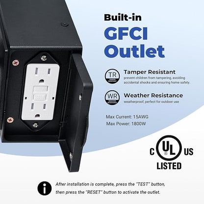 Front Porch Lights with GFCI Outlet, Oil Rubbed Bronze Dusk to Dawn Outdoor Wall Lantern, Anti-Rust Outdoor Garage Lights Wall Mount, Exterior Sconce Lighting Fixtures with Water Ripple Glass