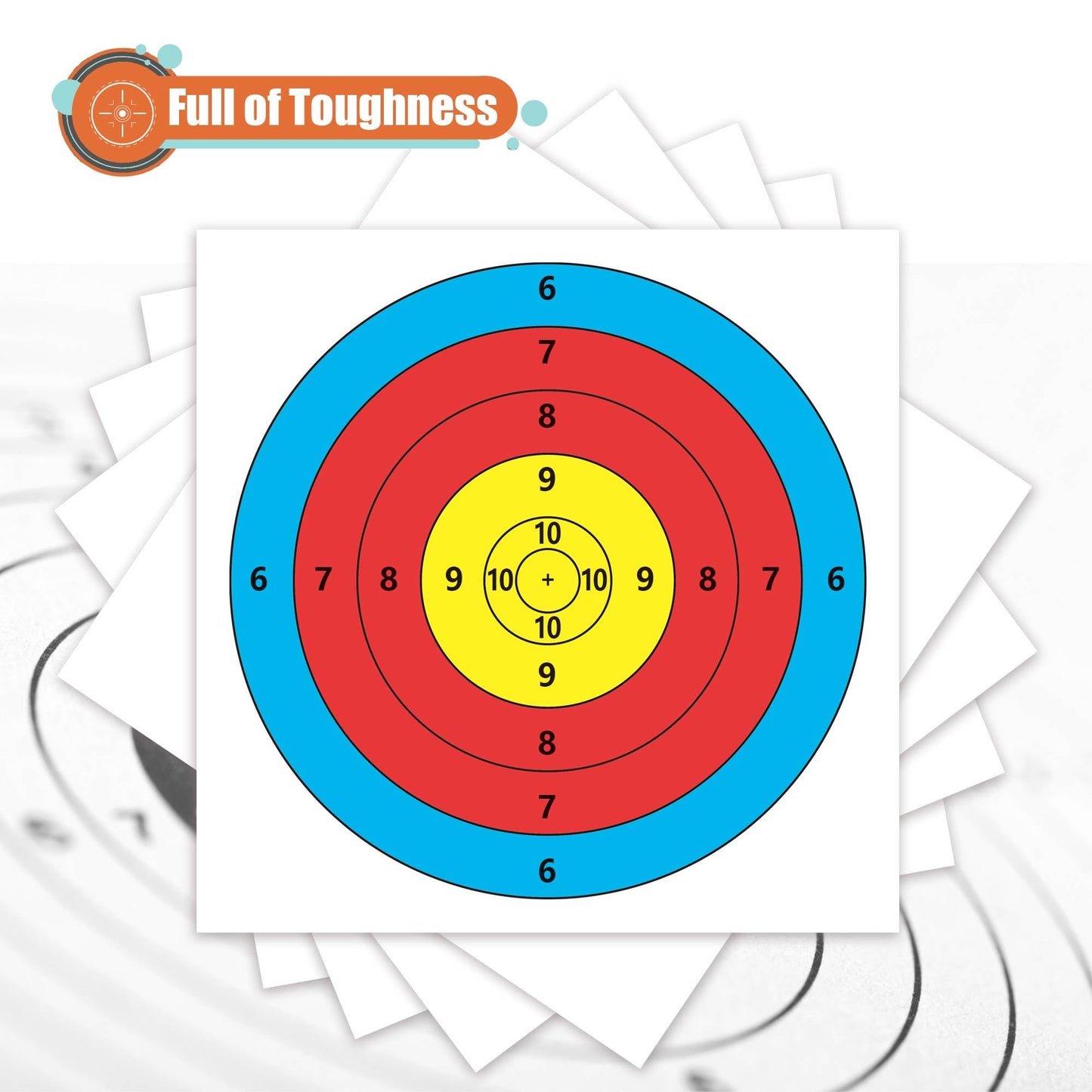 MOLFUJ Archery Targets Paper, 50pcs Bow and Arrow Targets for Hunting Backyard, Archery Target Practice Accessories(5 Rings,15.7x15.7in)