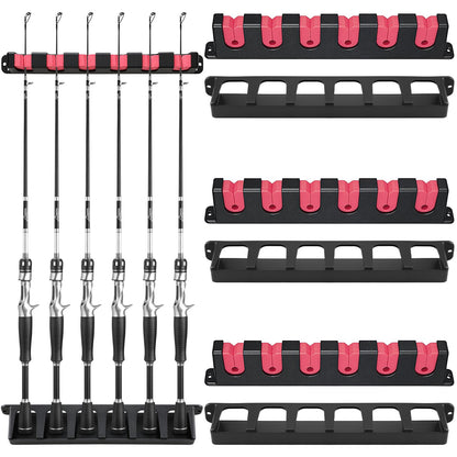 Teyva Daily 3 Set Fishing Rod Holders for 18 Garage Fishing Rod Rack Wall Mount Fish Pole Holders for Boat Room Vertical Horizontal Pole Storage Boat Accessories Gifts for Men (Vertical)