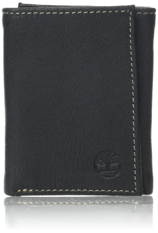 Timberland Men's Genuine Leather Rfid Blocking Trifold Wallet, Black, One Size