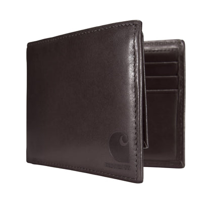 Carhartt Men's Durable Oil Tan Leather Wallets, Available in Multiple Styles – Front pocket, Bi-Fold, Trifold Wallets for Men, RFID Blocking & ID Holder