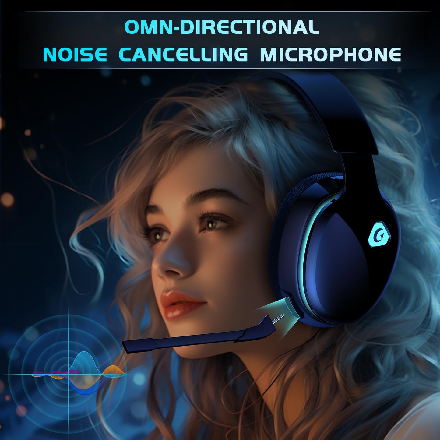 Gtheos 2.4GHz Wireless Gaming Headphones for PS5, PS4 Fortnite & Call of Duty/FPS Gamers, PC, Nintendo Switch, Bluetooth 5.3 Gaming Headset with Noise Canceling Mic, Stereo Sound, 40+Hr Battery -Black