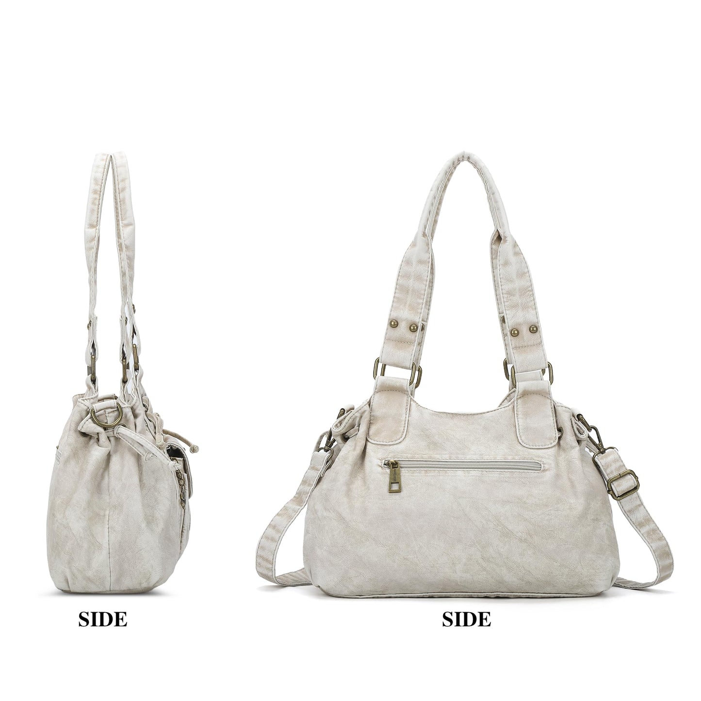 Angel Kiss Small hobo Bags for Women Retro Washed Leather Shoulder Handbag Roomy Top Handles Purses With Removable Strap