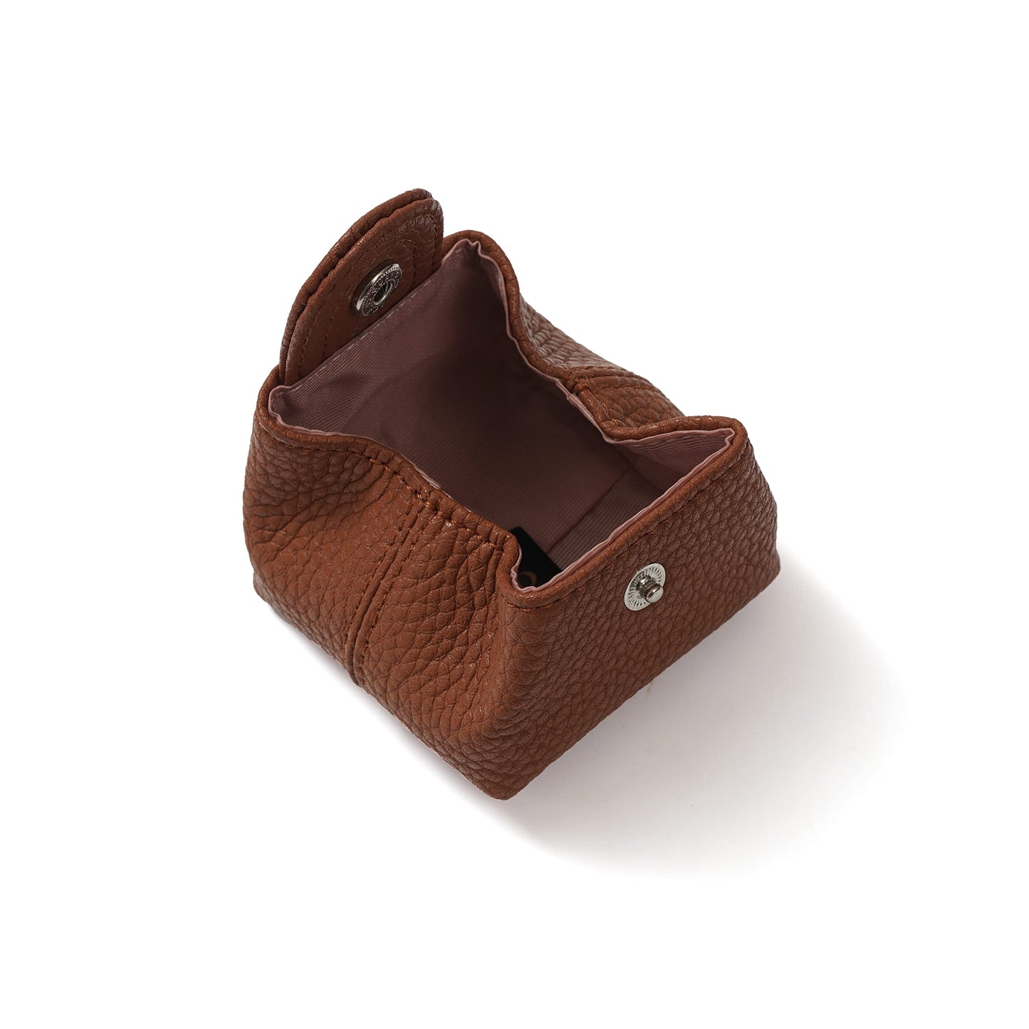 Cockatoo Genuine Leather Coin Pouch Change Holder, Mini Snap Pocket Wallet for Men Women (Brown, Small)