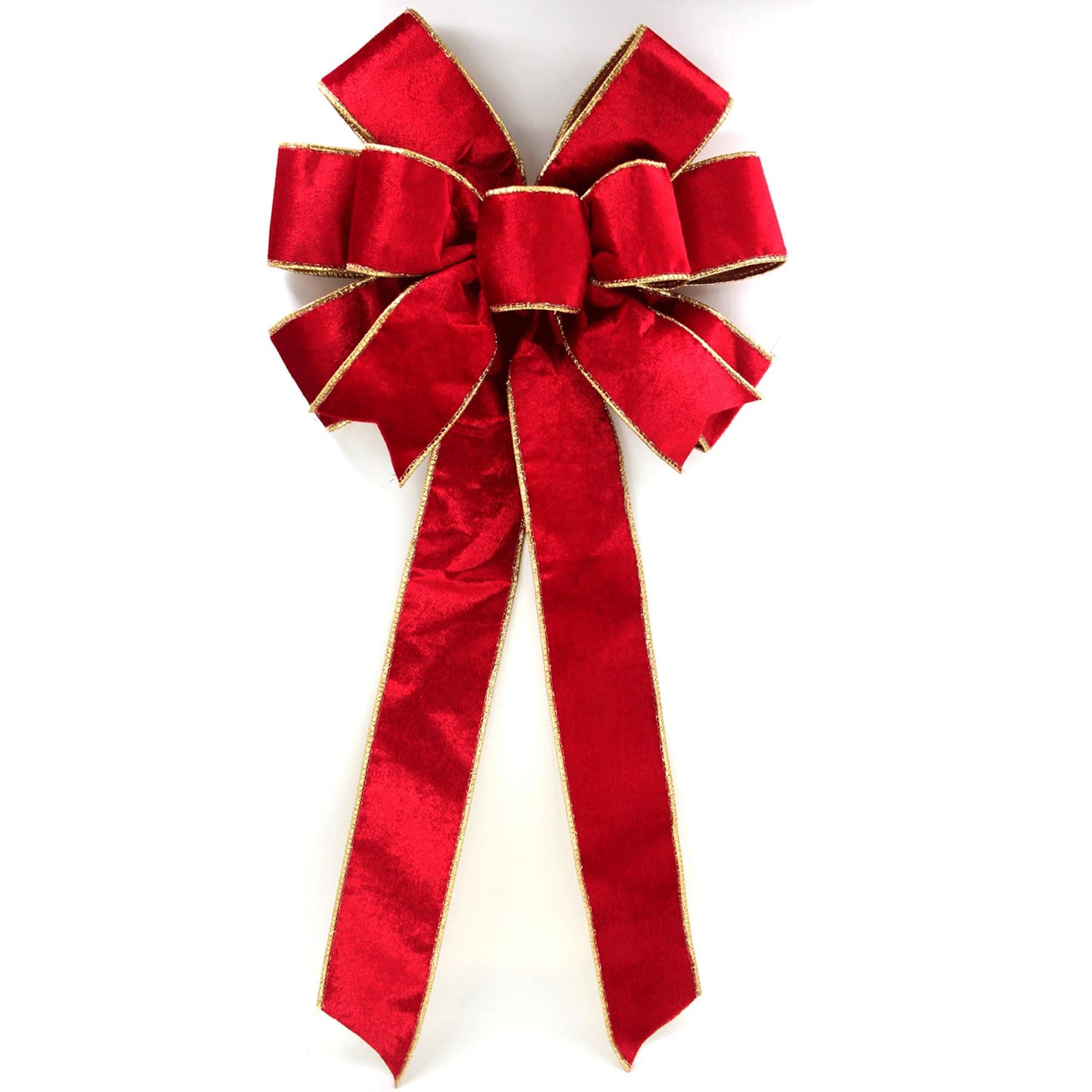 Red Velvet Christmas Bows with Gift Box, Gold Wired Red Bows for Wreath Floral, Christmas Tree Topper, Outside Bowknot Red Bow for Car Wall Garden Yard Front Door