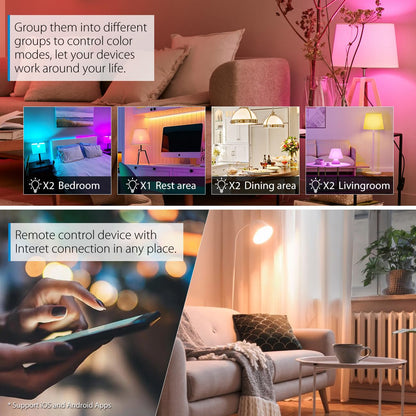 LVWIT Smart Light Bulbs Alexa, BR30 100W Equivalent, E26 Smart LED, Work with Google Assistant, Smart Life App, Tuya App, Dimmable 1300 Lumens RGB Color Changing Bulb (13W), No Hub Required, 4-Pack