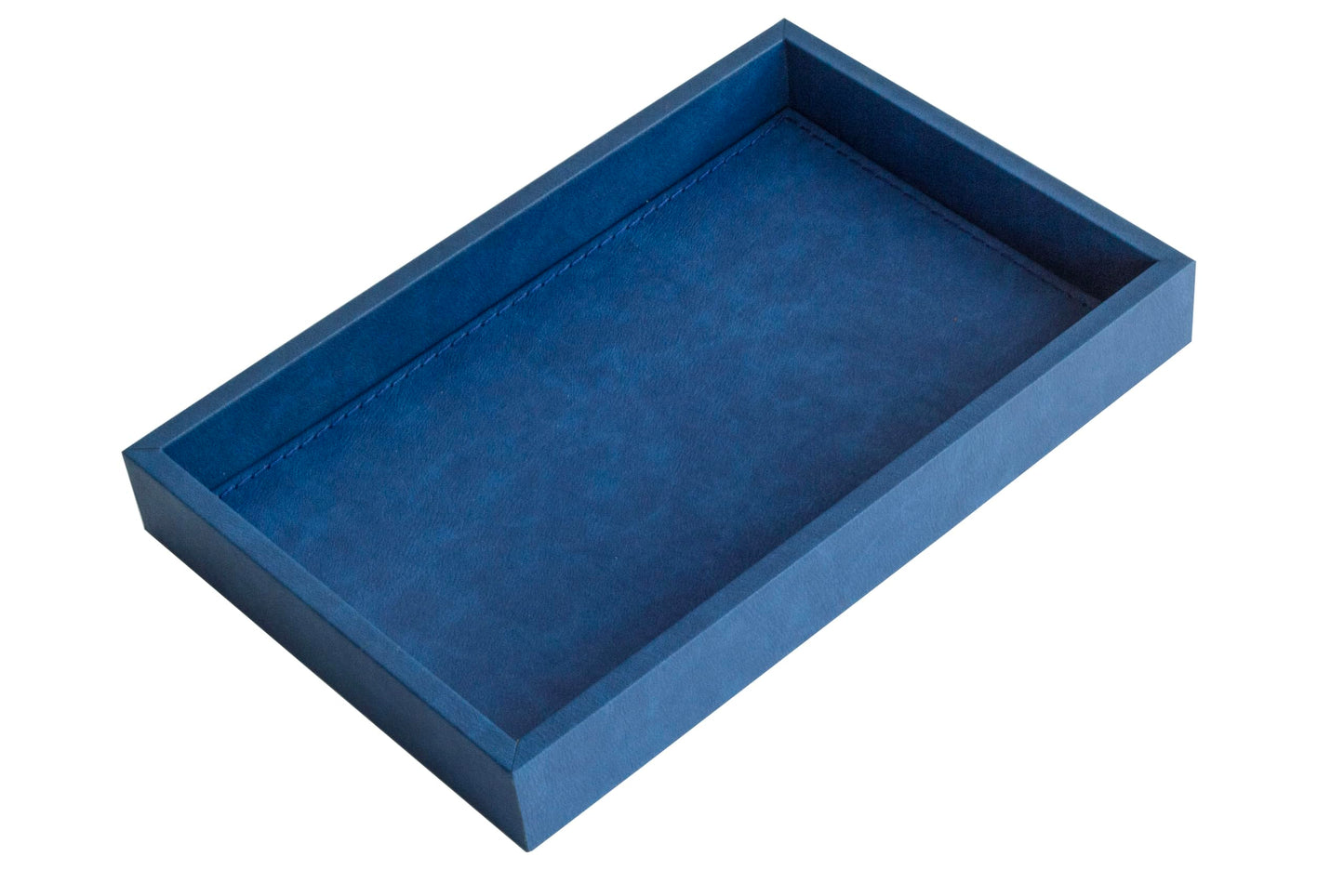 MOENA Faux Leather Tray – Elegant & Versatile Organizer for Home, Office, and Yacht (Matte Cobalt Blue, Small)