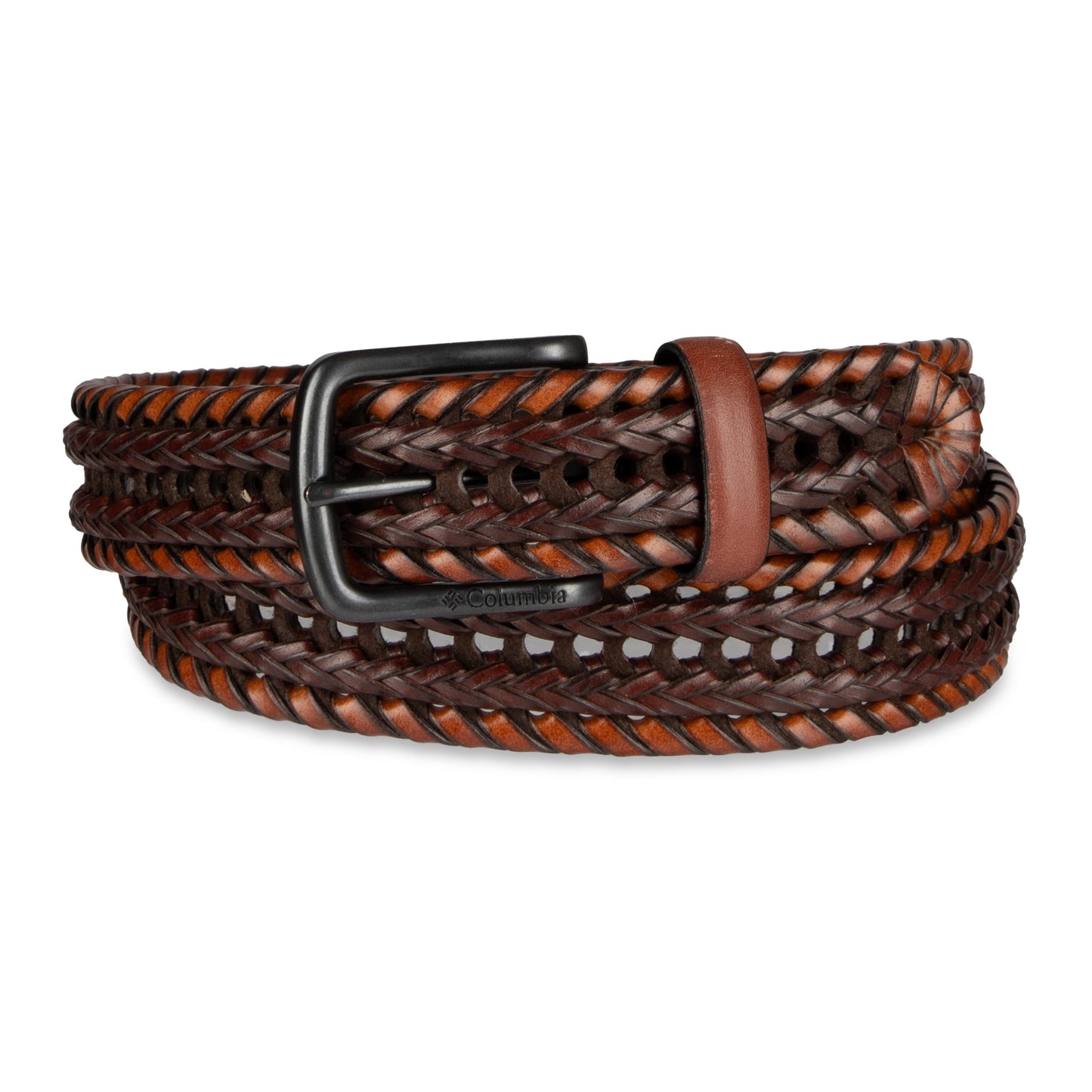 Columbia Men's Fully Adjustable Lace Braid Belt, Cognac, Small