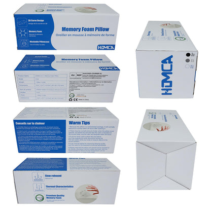 HOMCA Memory Foam Cervical Pillow, 2 in 1 Ergonomic Contour Orthopedic Pillow for Neck Pain, Contoured Support Pillows for Side Back Stomach Sleepers
