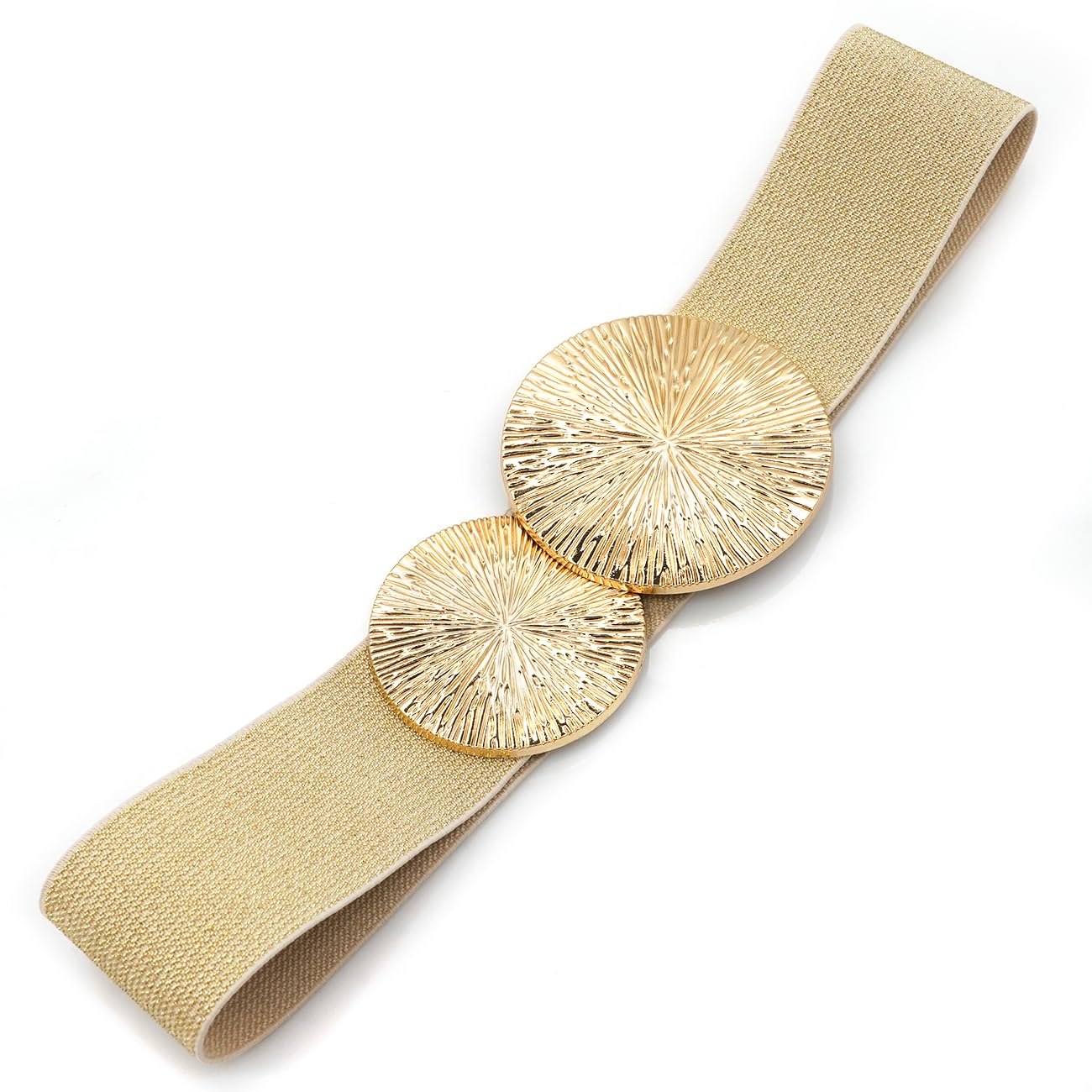 BAOKELAN Women Wide Stretchy Waist Belts Elastic Cinch Belt for Dresses Bling Beige Gold 65CM