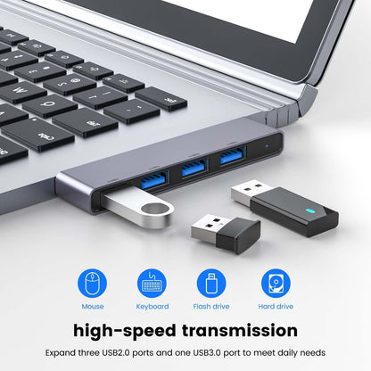 Fidioto USB Hub, 4-Port USB Splitter(1 * 3.0 Hub, 3 * 2.0 Hub) USB Splitter USB Expander for Laptop,Windows PC,Mac,Printer,Flash Drive,Mobile HDD, Notebook PC