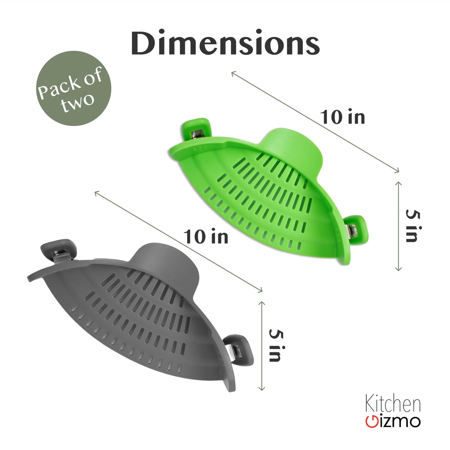 Kitchen Gizmo Snap N' Strain Clip On Strainer for Pots and Pans - Collapsible Silicone Pasta Strainer and Kitchen Gadget for Cooking - Easy to Use, Heat Resistant and Space Saving Colander - Green