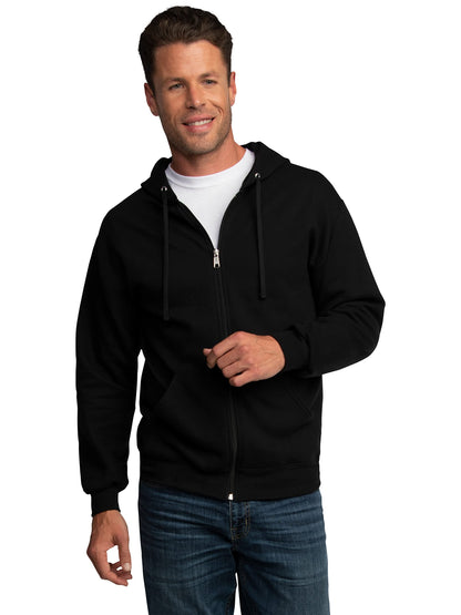 Fruit of the Loom Eversoft Fleece Hoodies, Pullover, Moisture Wicking & Breathable, Sizes S-4x, Black Full Zip, Large