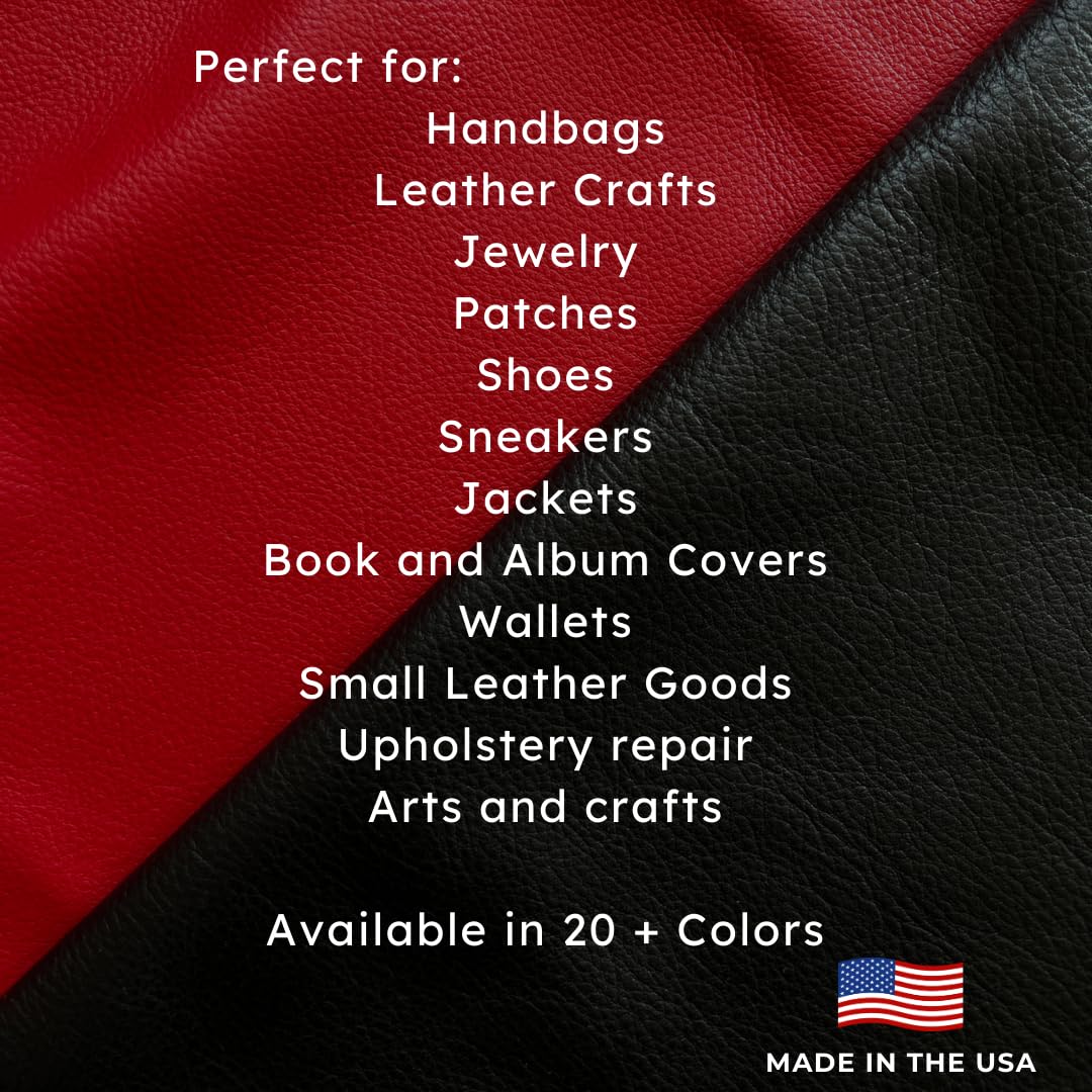 Natural Grain Cow Leathers: 12'' x 12'' Pre-Cut Leather Pieces (Red, 1 Piece)
