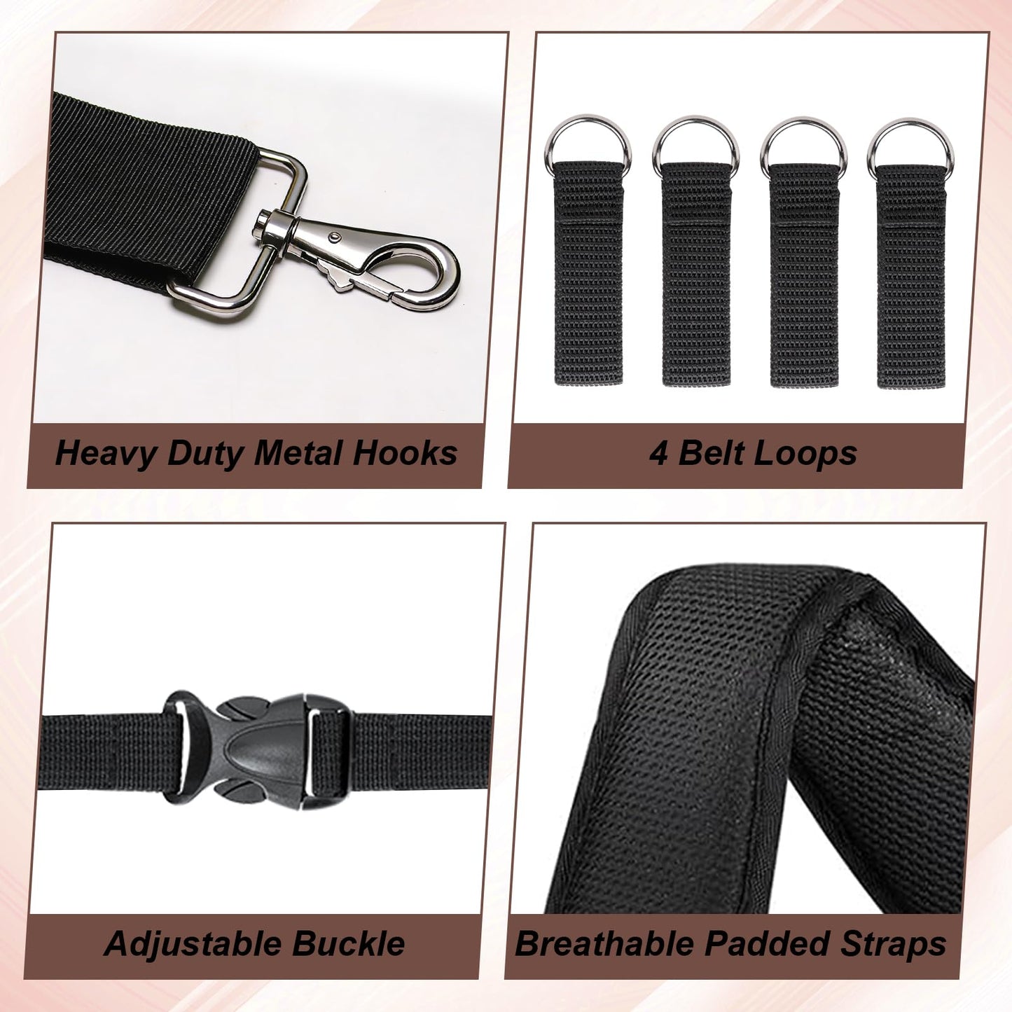 UMYLOV Tool Belt Suspenders for Men, Adjustable Padded Carpenter Tool Belt with Magnetic WristBand Multifunctional Pouch Pocket for Construction Workers (Brown)