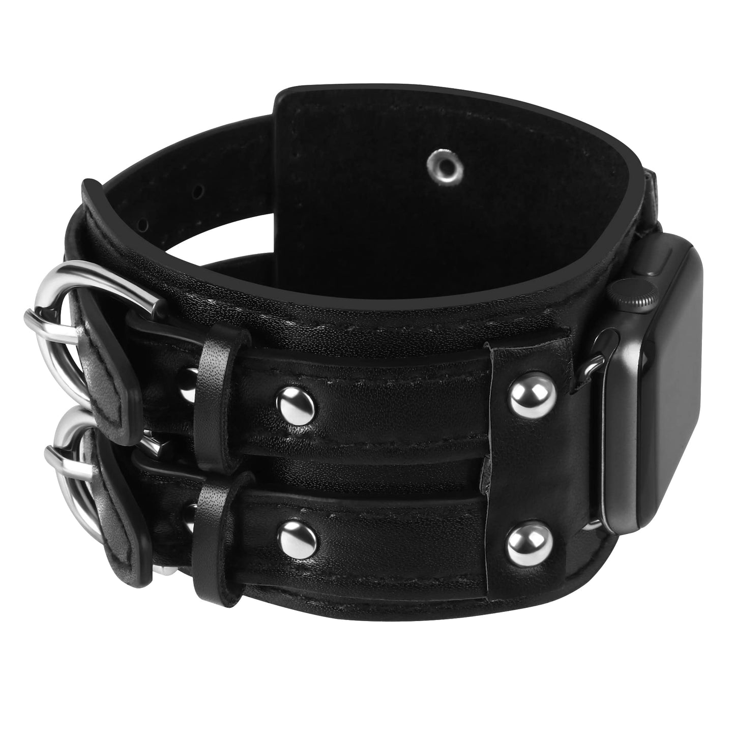 VIQIV Leather Bangle Watch Band for Apple Watch Series 8, 7, 6, 5, 4, 3, 2, 1, 8.5"-160mm