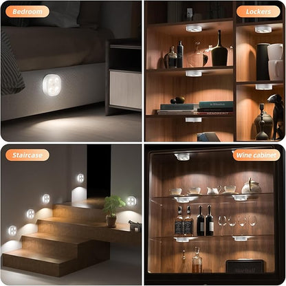 3PCS Motion Sensor Closet Puck Light, Wireless Rechargeable Stair Step Lights Indoor with 3 Colors Temper, Magnet Stick on Lighting for Cabinet,Hallway,Stairway,Bathroom,Bedroom,Kitchen