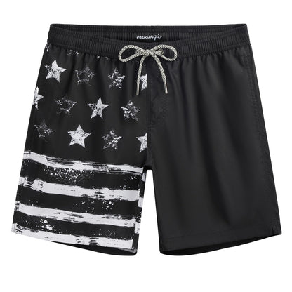 maamgic Mens Swim Trunks Quick Dry Swim Shorts with Mesh Lining Funny Swimwear Bathing Suits 7inch Left American Flag X-Large