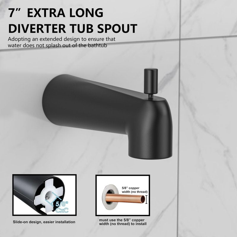 Replacement for Delta 13/14 Series Shower Trim Kit, Compatible with Delta R10000 Valve Tub Shower Faucet Set, Black Shower Head and Handle Set, Matte Black (Cartridge and Valve Not Included)