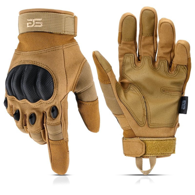 Glove Station Gloves for Men – Touchscreen Utility Gear with Hard Knuckle Protection Used in Motorcycle, Airsoft, & Outdoor Work Tan - Hard Knuckle Small