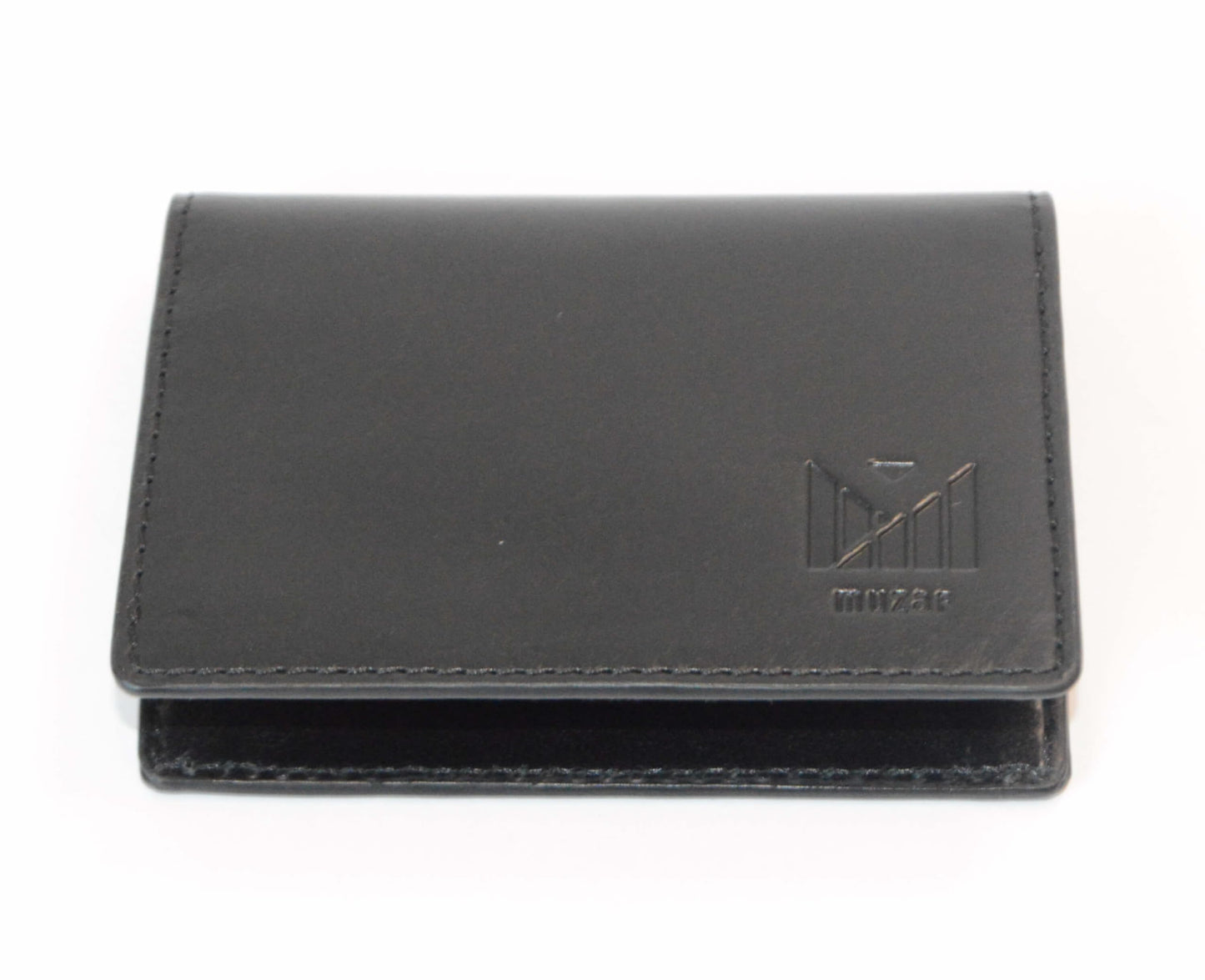 muzaf Premium Leather card holder, compact, 5 slots, hand stitched (Sand Black)