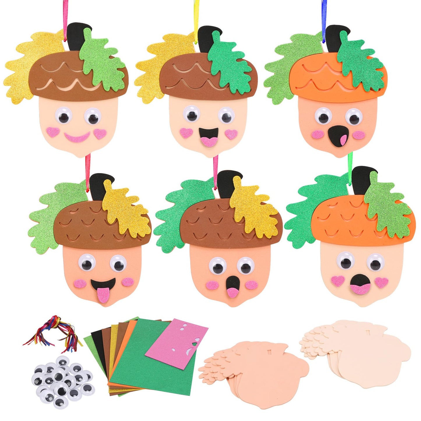 Fennoral 12 Pack Fall Crafts for Kids Make You Hazelnut Foam Stickers DIY Autumn Art and Craft for Boys Girls Party Supply Art Activities Birthday Gifts Fall Thanksgiving Decoration