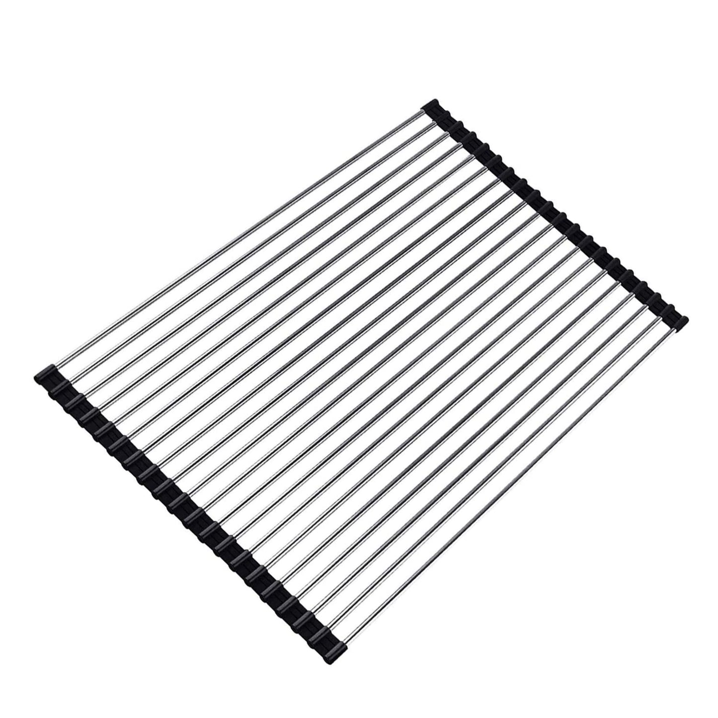 Ahyuan Roll up Dish Drying Rack Over The Sink Kitchen Roll up Sink Drying Rack Portable Dish Drainer Foldable Dish Drying Rack (Warm Gray, 17.8''X17'')
