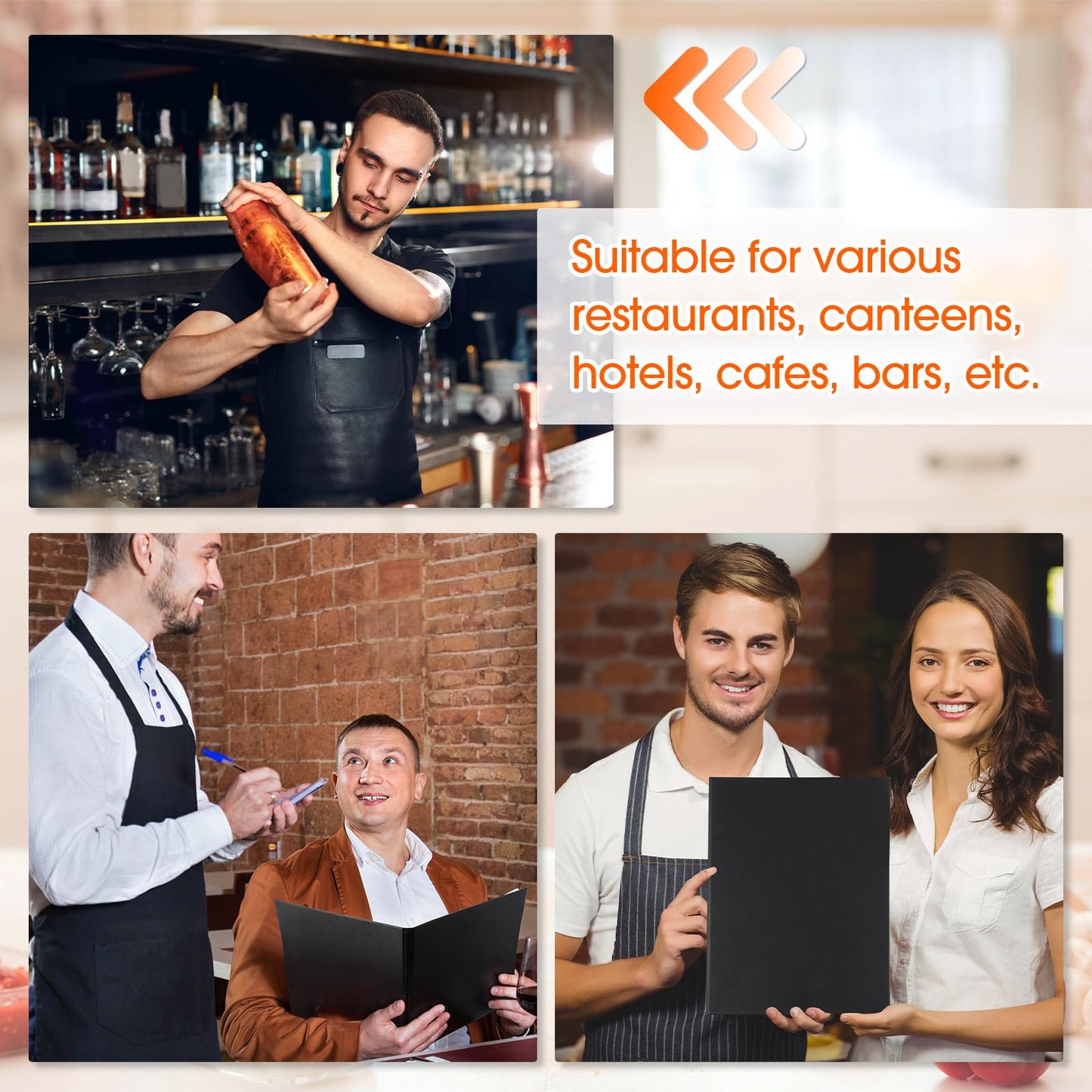 Skyygemm 10 Pcs Leather Menu Covers Holders 8.5 x 14 Inches, Waterproof Double View Leather Menu Book Dinner Holder 2 View for Restaurant Hotel Bar
