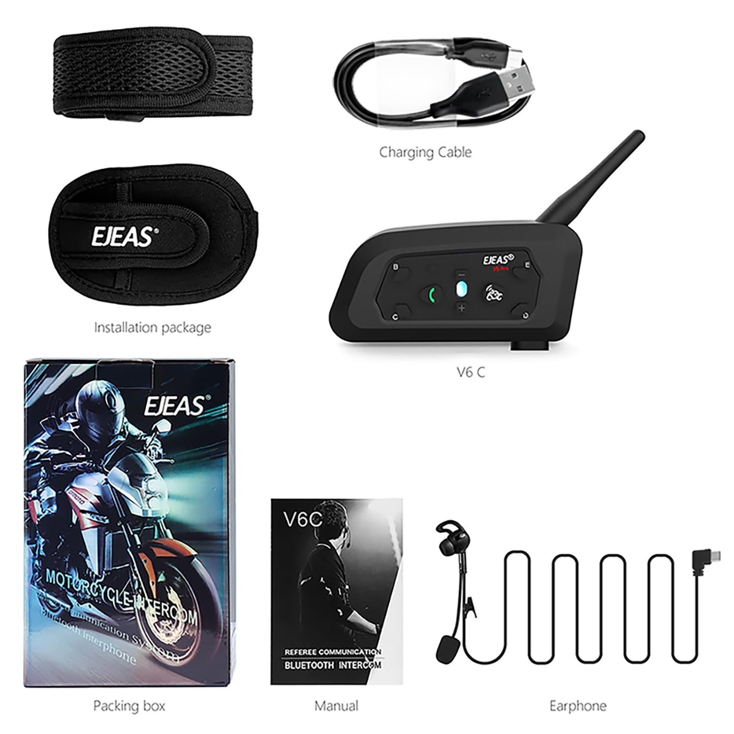 EJEAS V6C Professional Football Referee Bluetooth Intercom, 2 People Wireless Bluetooth Headset with Running Armband for Soccer Hockey Rugby Sports (2 Pack)