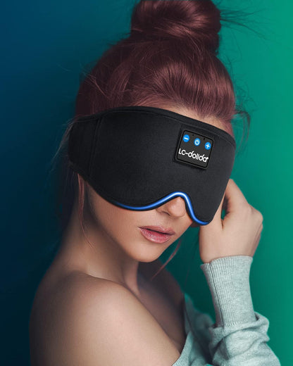 LC-dolida Sleep Headphones, White Noise Bluetooth Sleep Mask 3D Wireless Timing Eye Mask for Sleeping, Sleep Mask with Bluetooth Headphones for Side Sleepers Travel Yoga, Cool Gadgets for Men Women