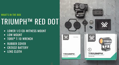 Vortex Triumph 2 MOA Red Dot Sight - Motion Activation With Auto-Shutoff, Multi-Height Mount System, NV Compatible, Fogproof, Waterproof, Shockproof - Unlimited, Unconditional Warranty