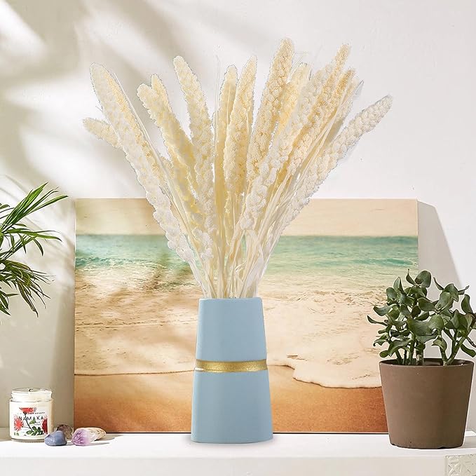 Dried Flowers Bouquet, Dry Flower Bundle, 20Pcs Natural Real Millet Flowers with Stems, Dried Floral Arrangements for Wedding Decor, Door Wreath, Home Party Vase Farmhouse Decoration (White, 17'')
