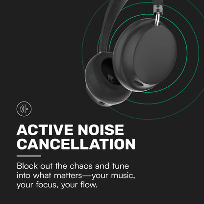 Raycon Essential Bluetooth Headphones - Over The Ear, Active Noise Cancelling Wireless Headphones + Awareness Mode, Bluetooth Headset with Mic, 50 Hours of Battery Life (Black)