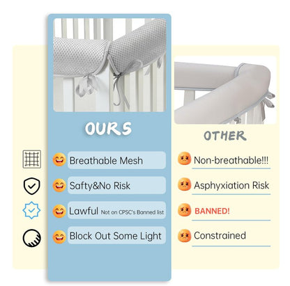 AOTSTND Crib' Rail Covers for Teething,Liner Sets,Anti-Collision |- Easy Install (Gray-01)