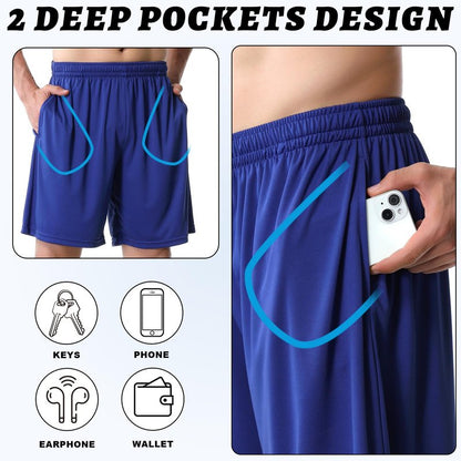 5 Pack Athletic Gym Shorts for Men - Quick Dry Men's Basketball Shorts with Pockets and Elastic Waistband, Running Workout Activewear