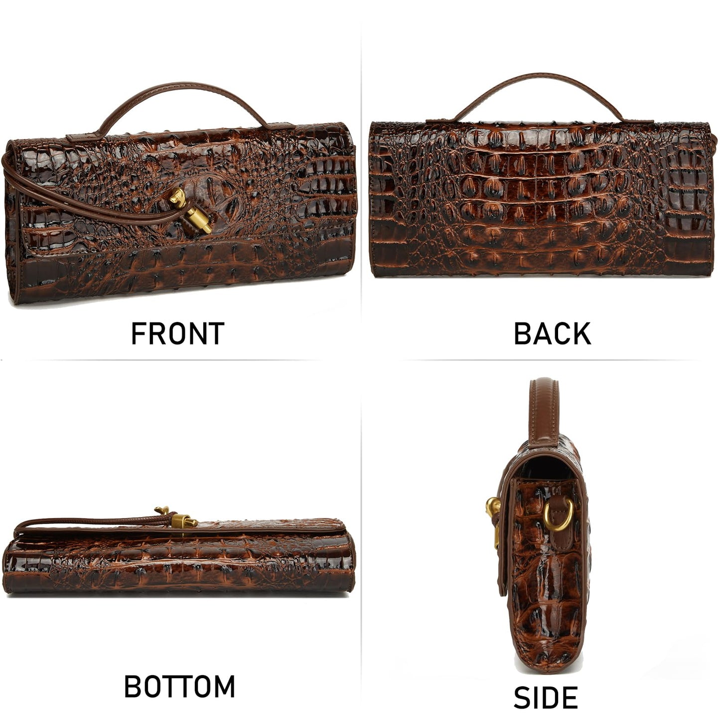 Makcr Joacbv Trendy Women Crocodile Evening Clutch Purse Crossbody Shoulder Handbag Cute Vegan Leather Satchels