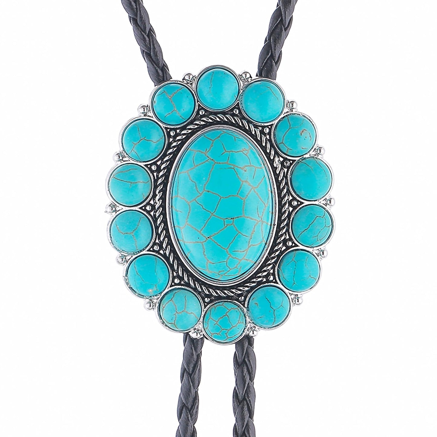 GelConnie Turquoise Bolo Tie for Women Cowboy Bolo Tie for Men Vintage Silver Bolero Ties Men Western Ties Natural Stone