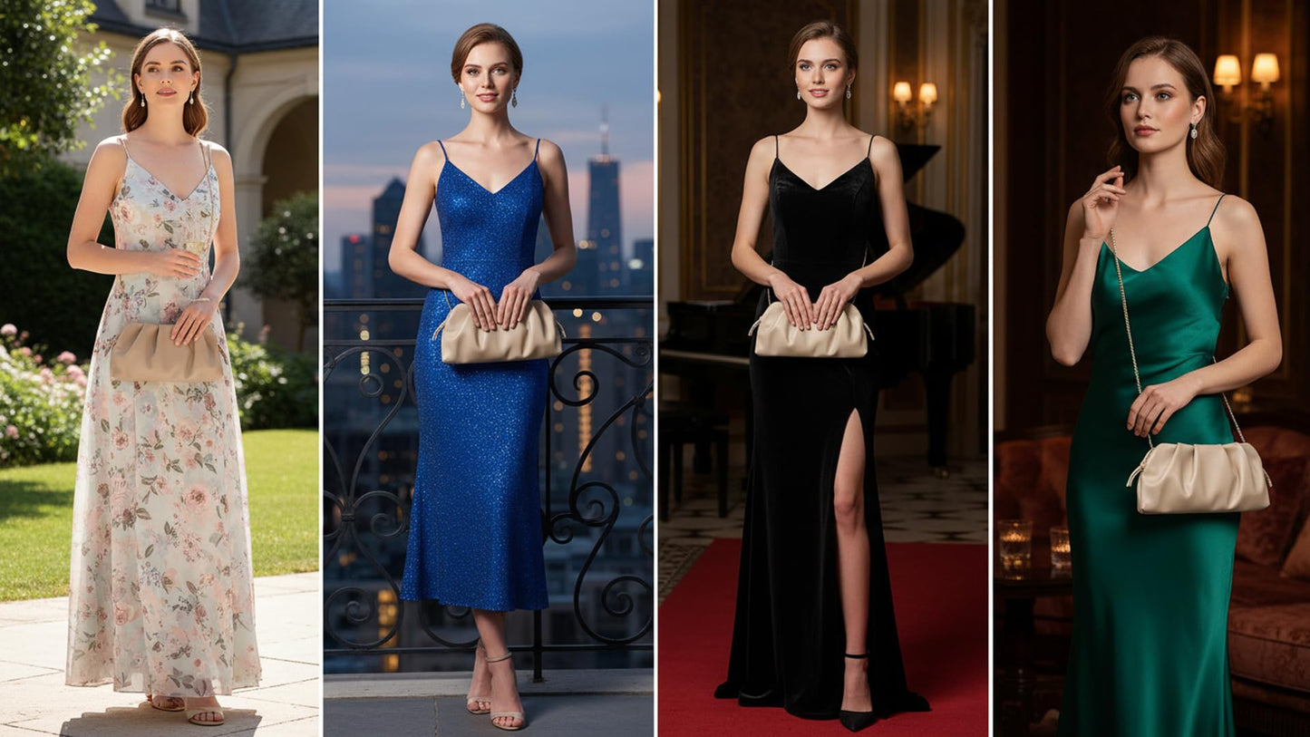 IXEBELLA Dressy PU Clutch Purse for Women Formal Soft Pleated Vegan Leather Evening Bag for Wedding/Prom/Cocktail Party (Taupe)