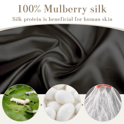 100% Mulberry Silk Sleep Mask Eye Mask for Women Man with Adjustable Band, for Side Sleeper Blackout Sleep Mask for Travel Rest and Office Large Size (Taupe)