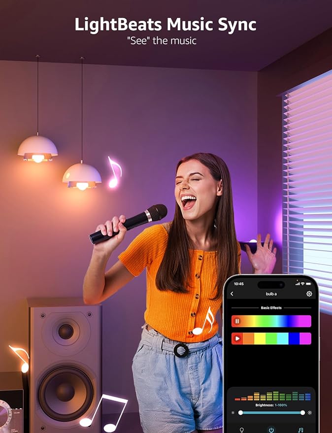 Lepro B1 AI Smart Light Bulbs - WiFi & Bluetooth RGBWW Color Changing LED Bulb Works with Alexa & Google Assistant, Personalized Al Lighting Designer, AI Voice Control, Music Sync, 2.4GHz Only, 1 Pack