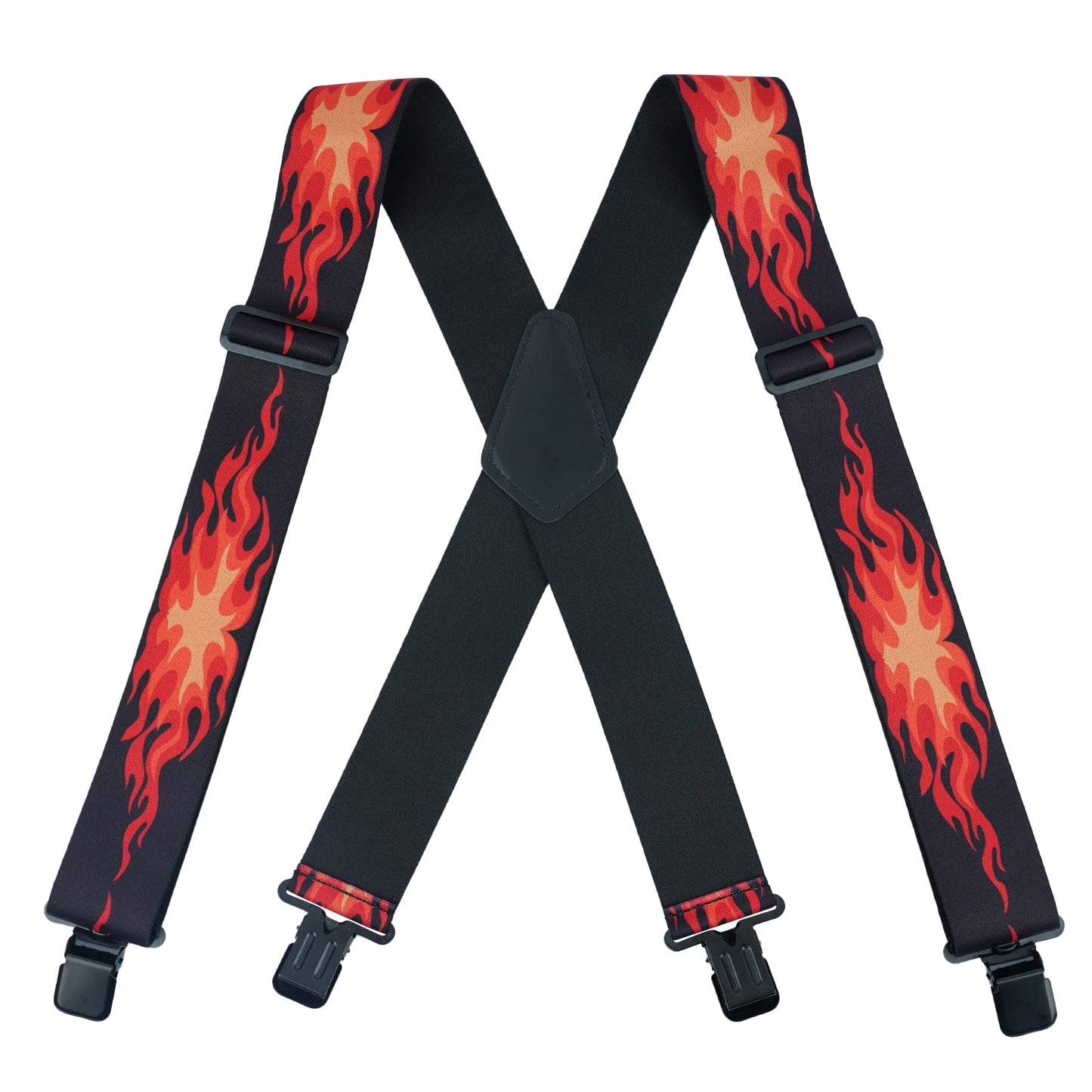 KUNN Suspenders for Men 2Inch Wide Adjustable Elastic Suspender Heavy Duty Clips Work Suspenders
